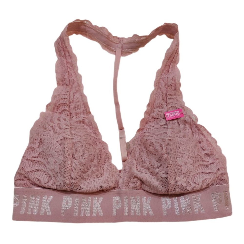 PINK Lace Bra Halter Blush XS